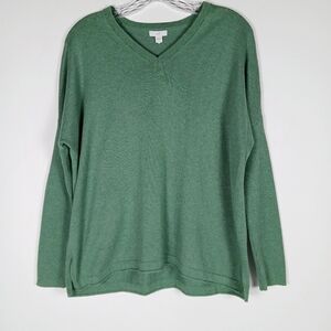 J. Jill Long Sleeve Green V-Neck Sweater Size S